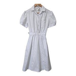 Vintage White Swan Nurse Uniform Dress 60s 70s Collar Lace Size 10 Collectible